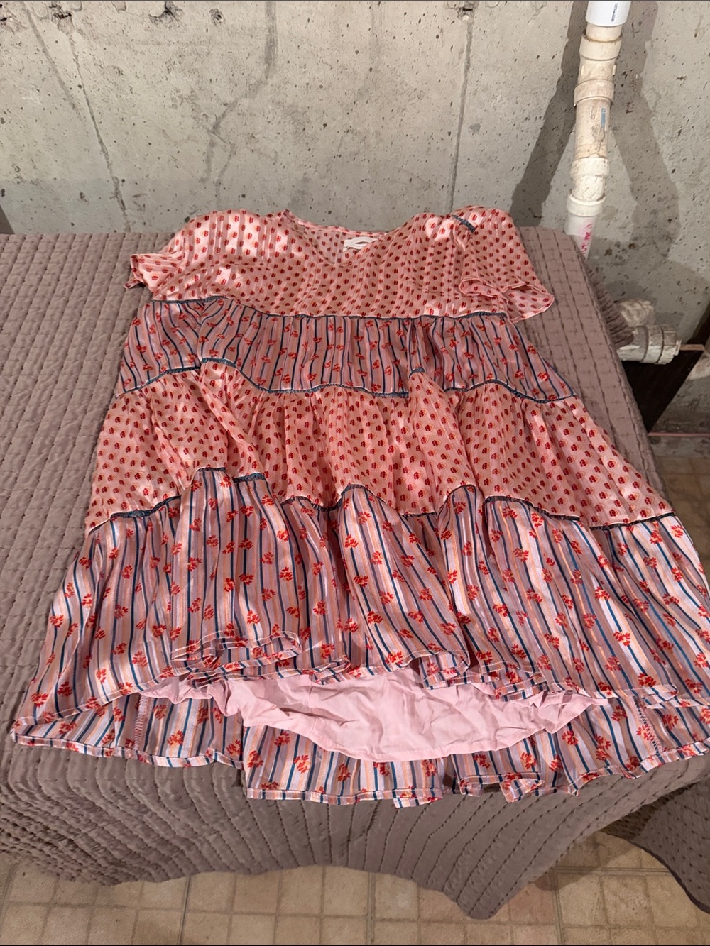 Pink Tiered Floral & Stripe Girls' Dress